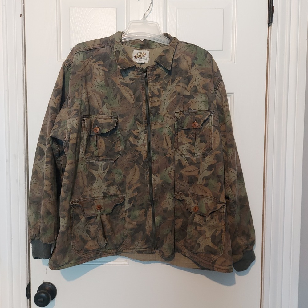Kelly Kamo Tru-Leaf Camo Field Jacket Mens XL Full Zip Cotton USA Utility Coat